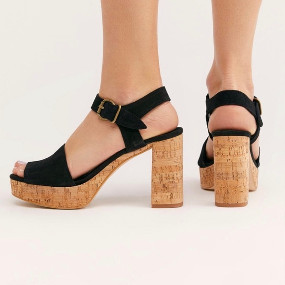 Free People Shoes - Free People black suede cork platform sandal